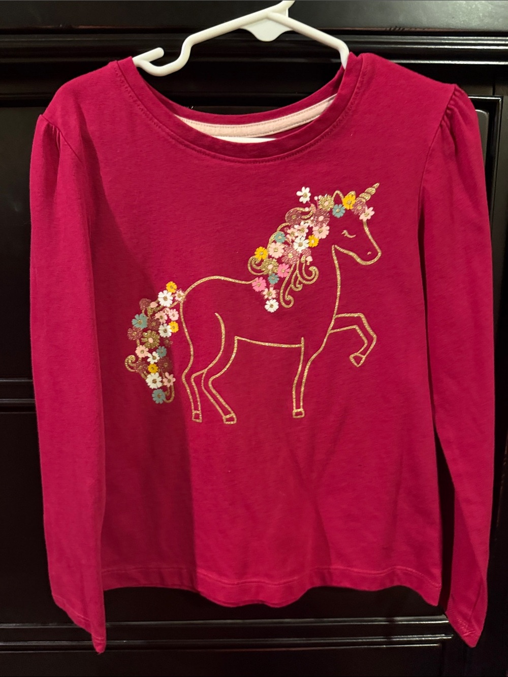 Girls' Bright Fuchsia Unicorn Long-Sleeve Tee